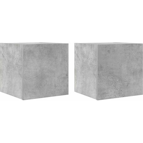 Meubles TV muraux 2 pcs, Étagère TV, Meuble de Salon, Gris béton 30, 5x30x30 cm OIB6276E (1/5)