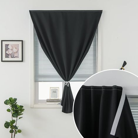 Rideau occultant auto-adhésif – Sans tringle – Facile à installer – Convient pour chambre, salon, salle à manger, cuisine, bureau – 100 x 140 cm (L x H), noir – Panneau unique (1/5)