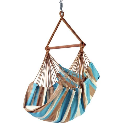 PROLOISIRS Toile de hamac chaise suspendue avec bois d'écartement - ipe
