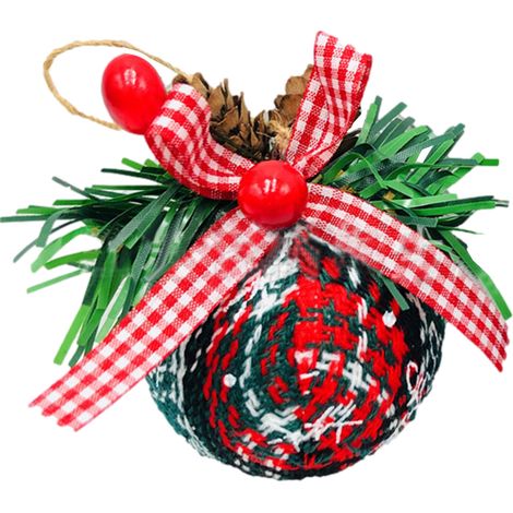 Boule De Noel En Tissu Sur mousse, Ornement Arbre De Noel, Accessoire Decoration Fete, Suspendue Pour Fenetre Et Scene, Lot De 1 (1/2)