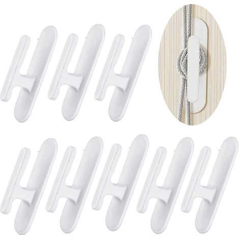 Lot de 8 supports de rideaux, crochets muraux autocollants, accessoires sophistiqués et pratiques (1/4)