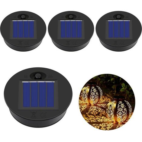 Lampes solaires de rechange, 4 couvercles solaires de rechange, lampes solaires de rechange avec LED, pour lanternes solaires, décoration de jardin (7 cm)