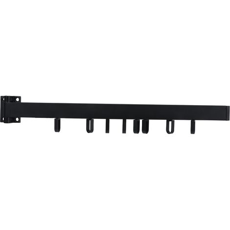 Étendoir mural rétractable et peu encombrant avec anneau rotatif, idéal pour balcon ou buanderie, noir, 60 cm (23,6 pouces), pliable. (1/5)