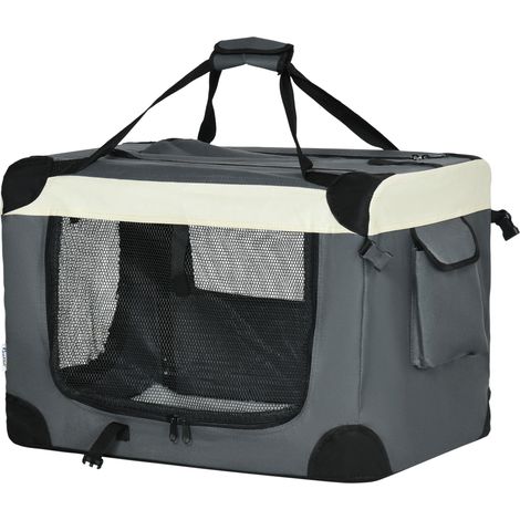 Sac de transport pliable Oxford polyester 3 entrées zippées poche coussin amovible poignée gris noir