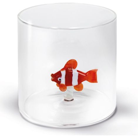 Bicchiere Vetro Borosilicato Decoro Pesce Pagliaccio 250ml WD LIFESTYLE