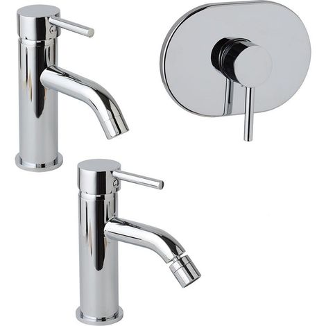 Set Miscelatori Lavabo, Bidet E Gruppo Doccia Incasso Cromato Fassa