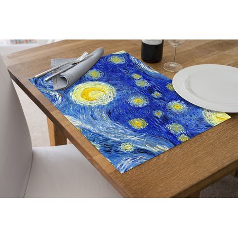 Tovagliette Americane in pvc Set di 2/4/6/8 pz da Tavola Disegno Impressionismo antiscivolo in Vinile anche per Hotels, Bar e Ristoranti 2 Pezzi - Dis994