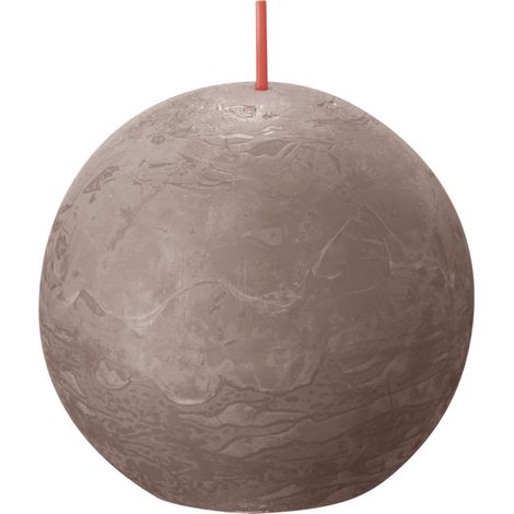 Bolsius Rustik Kugelkerze Ø76 mm Rustikales Taupe