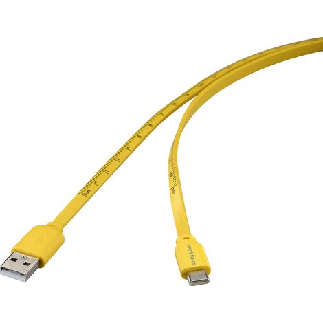 Renkforce USB-Kabel USB 2.0 USB-C® Stecker, USB-A Stecker 1.00 m Gelb Maß-Aufdruck (metrisch) RF-67 (1/5)