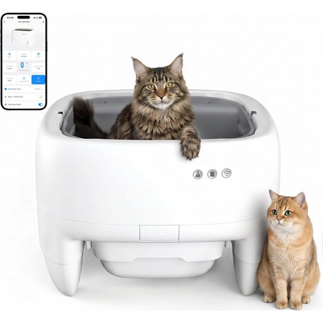 Litière pour chat autonettoyante 360° ouverte, radar micro-ondes et infrarouge, espace XXL (1/5)