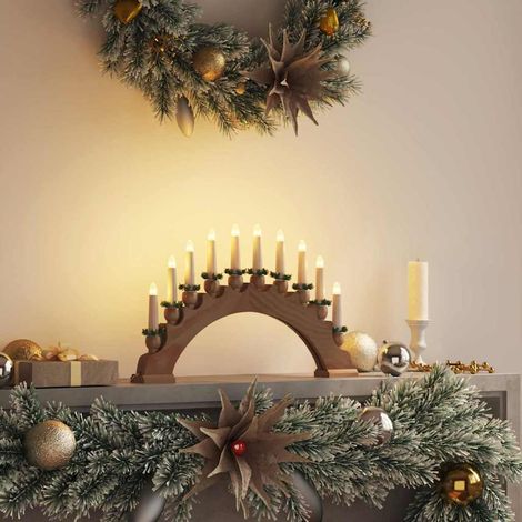 Weihnachtskerzenbogen mit 10 LED Kerzen Braun 47 x 5 x 29 cm