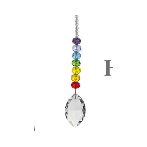Lustre suspendu fait main en cristal arc-en-ciel, boule de cristal, décoration de fenêtre de Noël