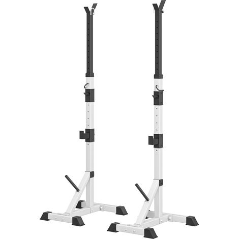 Lot de 2 supports d'haltères 3 niveaux réglables en hauteur, rangement en acier jusqu'à 200 kg, argent et noir (1/5)