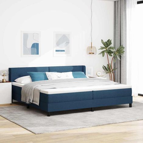 Letto a molle con testiera Blu 200 x 200 cm Tessuto vidaXL (1/5)