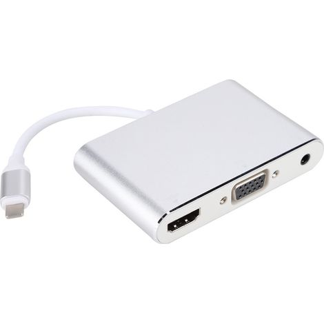 Adaptateur Lightning vers HDMI + VGA + Hub audio pour iPhone 5/5S, 6/6S, 6 Plus, 6S Plus, 7, iPad 4 et iPad (1/5)