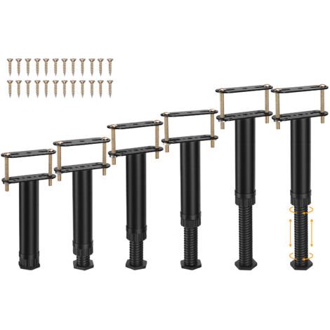 TONYSA Lot de 6 Pieds de Support de Lit Réglables en Hauteur, Adaptés aux Cadres de Lit 18-32cm, aux Lattes Centrales de Lit et aux Pieds de Support de Meubles, Installation sans Perçage