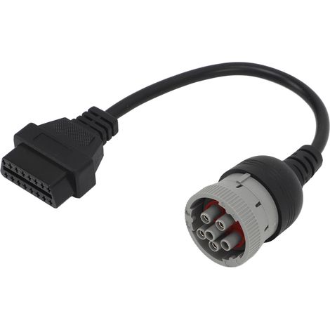 Câble adaptateur OBD1 vers OBD2 6 broches à 16 broches, convertisseur de diagnostic pour camions poids lourds J1708, outil de scan véhicule industriel, connecteur robuste. (1/5)