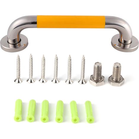 Barre d'appui de sécurité antidérapante en acier inoxydable pour toilettes et salle de bain, fixée au mur, pour personnes âgées (38 cm) (1/5)