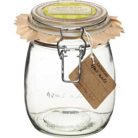 Kitchen Craft Jarra Tarro Conservador Casero de Vidrio 750ml, Blanco, 14x8x14 cm