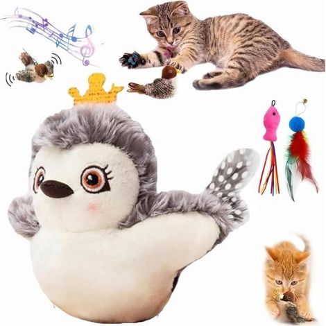 Flapping Chirping Bird Cat Toy Flying Bird Cat Toy Flapping Bird Cat Bird Cat Oiseau Pour Chat Qui Vole Bird Chase Chat Bird Cat (1/4)