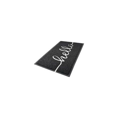 Paillasson Hello noir 45x75 cm, antidérapant et lavable, idéal pour porte d'entrée, jardin ou terrasse intérieure/extérieure (1/5)