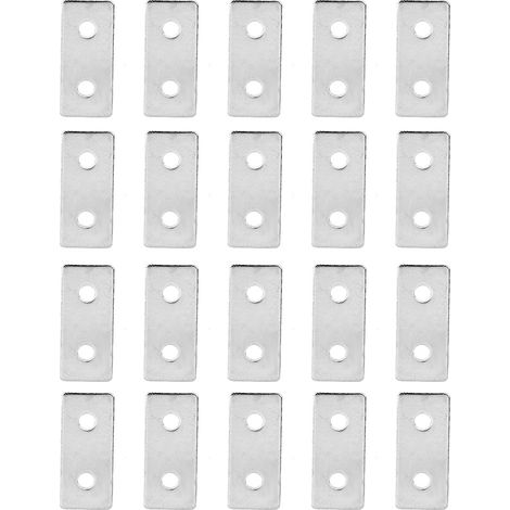 20 plaques de réparation plates en acier carbone, connecteurs de fixation pour profilés aluminium 1840 (1/5)