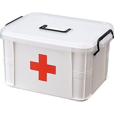 Multi-functional Home Medicine Box, for Storing Home Medical Supplies, Two-tier Plastic, 9.25 x 6.49 x 5.31 Inch / 23.5  17.5  13.5cm
