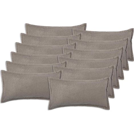 Housse de coussin 12 pcs HOUTEN Gris clair 40 x 80 cm Bouclé vidaXL