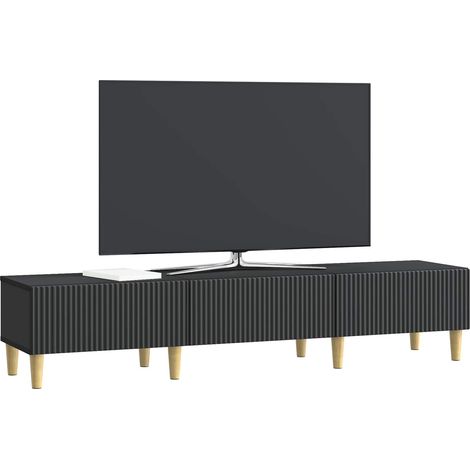 vidaXL TV Cabinet with Drawer Black 147 x 34.5 x 30 cm Engineered Wood (1/4)
