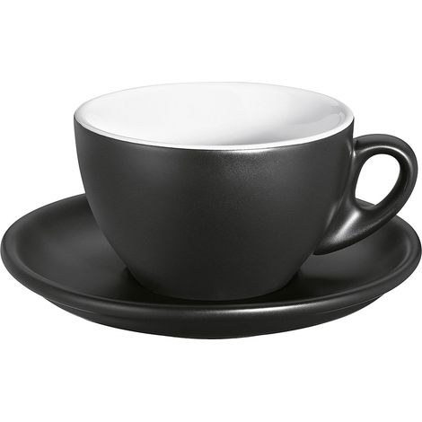 Cappuccino-Tasse mit Untertasse, 0,1 l, matt schwarz Roma / Cilio
