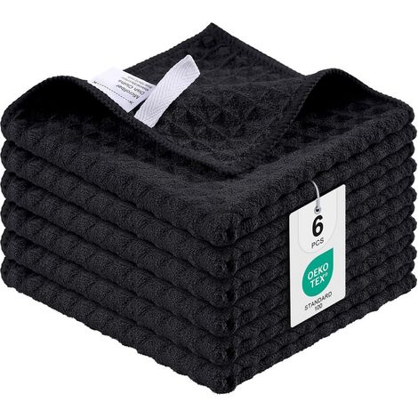 Microfasertücher 6er-Set Saugfähige Küchentücher 30 x 30 cm Schwarz (1/5)