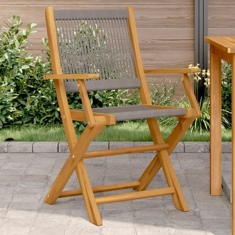 Sillas de jardín 2 uds madera maciza acacia polipropileno gris vidaXL (1/5)