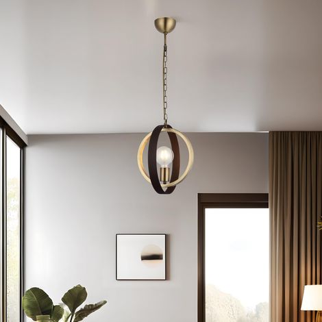 Lustre en métal, marron, 62 cm de hauteur, culot E27, max. 40 W, pour la décoration de la maison, IP20, plaque de base 10 x 10 cm (1/3)