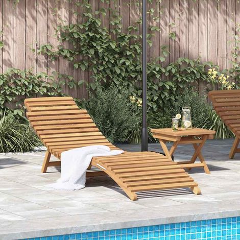 Sonnenliege 2 pcs Braun Massivholz Teak