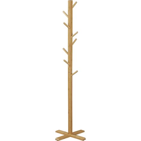HOMCOM Appendi Abiti in bambù e Base a X con 8 Ganci 49.5x 49.5x 178cm naturale