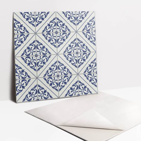 Carrelage autocollant - Vinyle - Carrelage bleu portugais 9x30x30 (1/5)
