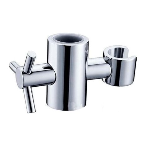 Support de pommeau de douche de rechange pour barre coulissante - Hauteur et angle réglables - En laiton massif - Argenté - 24 mm