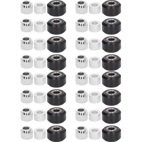 Lot de 48 pcs roues à poulie POM avec roulement caoutchouc, entretoise excentrée et colonne ronde pour imprimante 3D, noir (1/5)