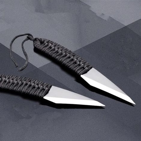 2 Stück Ent Messer aus Kohlenstoffstahl schwarze, rutschfeste Kordel abgeschrägte Klinge (1/4)