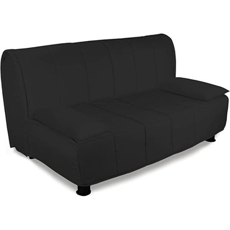 EVERGREENWEB - Divano letto 2 posti con Materasso Piazza e Mezzo 120x190 in Waterfoam Ortopedico Prontoletto con Rivestimento sfoderabile e lavabile colore NERO con 2 Cuscini supersoft abbinati - Evening (1/3)