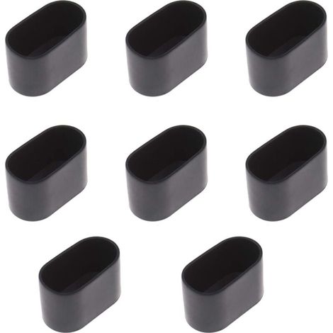(Schwarz) Set mit 8 ovalen Kappen für Tisch- und Stuhlbeine, weiche, kratzfeste Gummibeschichtung – 40 x 20 mm (Schwarz)