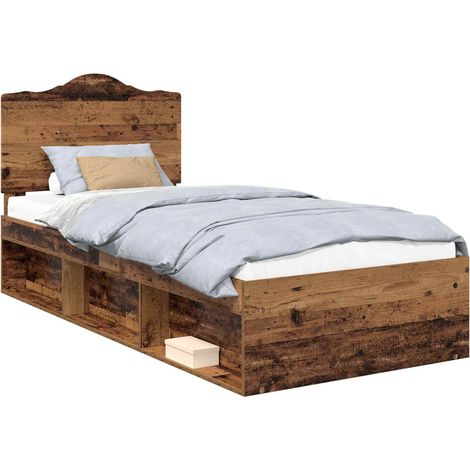 Estructura de cama con cabecera Madera vieja 90 x 200 cm vidaXL