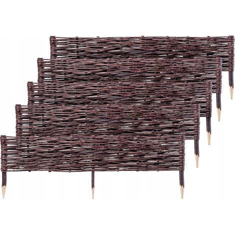 KADAX Palisade aus Weide, natürlicher Weidenzaun, 5 Stück, 100x20cm