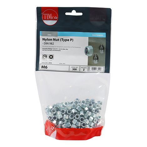 TIMCO Nylon Insert Nuts Type P DIN982 Silver - M6