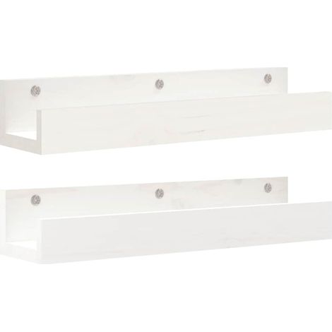 Maison Exclusive - Wandregale 2 Stk. Weiß 50x12x9 cm Massivholz K (1/5)
