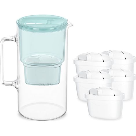 Carafe Filtrante Verre 3l, Carafe et 5 Filtre - Menthe (1/5)