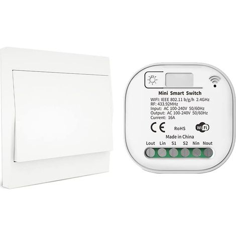 Interruttore luce RF433 e WiFi con telecomando wireless, nessuna batteria, cablaggio e hub richiesti, compatibile con Alexa Google Home Tuya Smart Life APP, kit 1 interruttore 1 ricevitore (1/5)