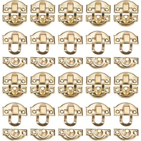 20 Stück Haspe Latch Verschluss mit Schrauben Antike Dekorative Haspe Schmuck aus Holz Box Haspe Latch für Holzkiste Koffer Geschenkkisten - Gold
