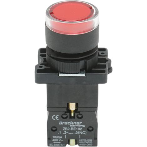 Pulsante indicatore LED rosso con resistenza integrata 1NC, 220V, LAY5 Breckner Germany (1/5)