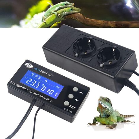 PID Thermostat, Reptilien Thermostat, 0-50℃ Terrarium Reptilien Heizung Tag Nacht, Temperaturregler,mit NTC Fühler für Gewächshaus, Aquarium, Terrarium, etc 220V